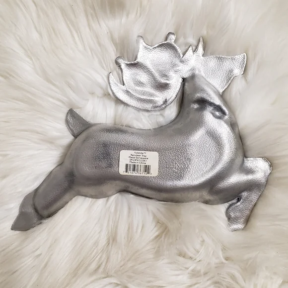 Vintage Lenox Yuletide Metal Reindeer Servewear Tray - Picture 6 of 12